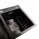 Кухонна мийка Platinum Handmade PVD HDB чорна 780х430х230 на дві чаші (квадратний сифон,3.0/1.0) 36732 фото 4