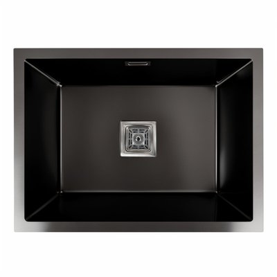 Кухонная мойка Platinum Handmade PVD 58*43 черная монтаж под столешницу HSB (квадратный сифон 3,0/1,0) 37676 фото