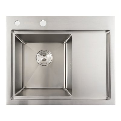Кухонна мийка нержавійка 58*48 L Platinum Handmade (два отвори, круглий сифон 3,0/0,8) 42228 фото