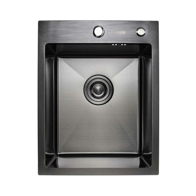 Кухонна мийка Platinum Handmade PVD чорна HSBB 400х500х230 (з кріпленням+повна комплектація) 35137 фото