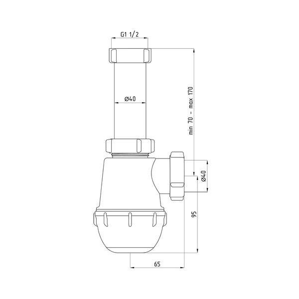 Сифон для кухонної мийки ANIplast 1 1/2''х40 мм без випуску A0120EU CV028969 фото